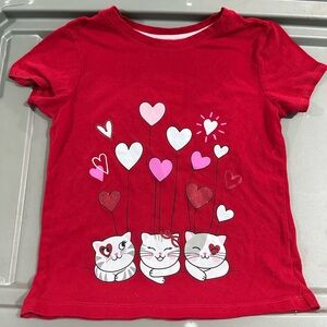 Red Cat Print Kids T-Shirt